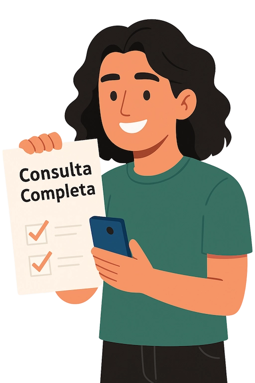 Jovem com documento de seguro e celular